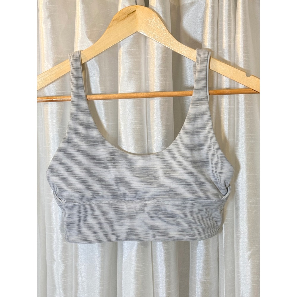 Lululemon Align Reversible Bra Womens 6 Grey Space Dye Stripe Longline Nulu